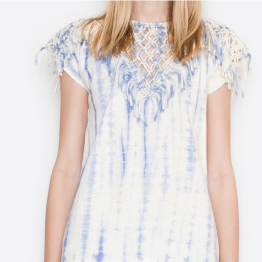NWT! Anthropologie $345 Pepin Macrame BOHO Style Fringe Tunic Dress XS